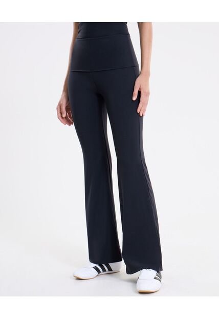 Leggins Flare Pretina Doblada Aerius  Para Mujer Negro Atmos