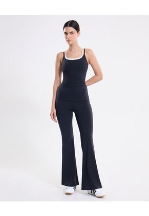 Leggins Flare Pretina Doblada Aerius  Para Mujer Negro Atmos