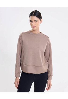 Buzo Cuello Redondo Plush Suave  Para Mujer Café Atmos