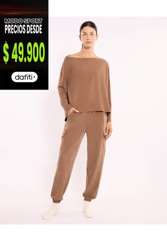 Pantalón Cargo Plush  Para Mujer Café Atmos Atmos