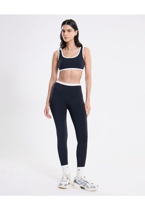 Leggins Regular Pretina Contraste  Para Mujer Negro Atmos