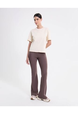Camiseta Manga Corta Amplia Esencial  Para Mujer Beige Atmos Atmos