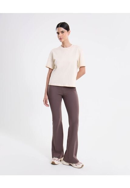 Camiseta Manga Corta Amplia Esencial  Para Mujer Beige Atmos