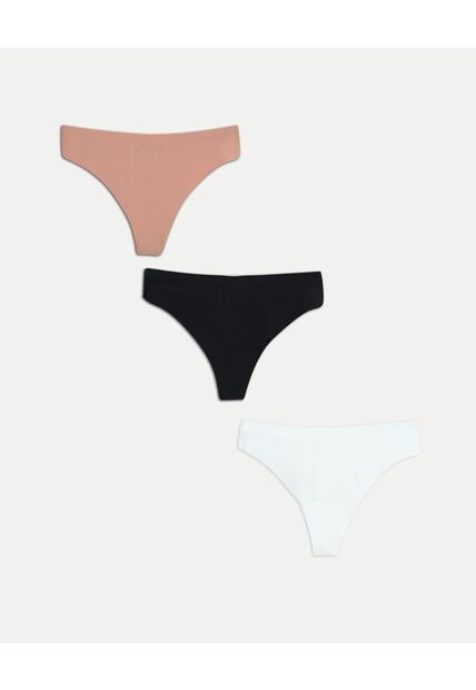 Pack 3 Tanga Invisible Básica X3 Para Mujer Negro Atmos