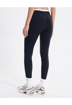 Leggins Regular Pretina Contraste  Para Mujer Negro Atmos