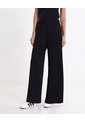 Pantalón Amplio Básico Con Venas Plush Para Mujer  Deportiva  Color Negro Marca Atmos de Atmos
