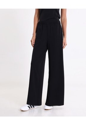 Pantalón Amplio Básico Con Venas Plush Para Mujer  Deportiva  Color Negro Marca Atmos