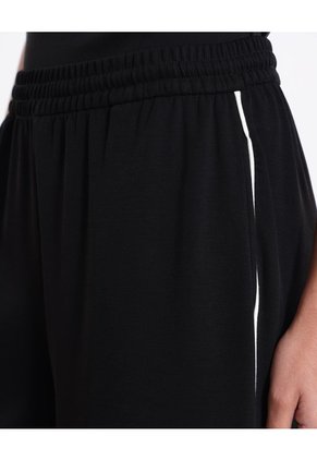 Pantalón Amplio Básico Con Venas Plush Para Mujer  Deportiva  Color Negro Marca Atmos