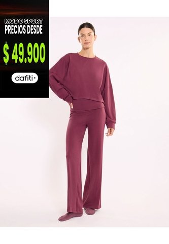 Pantalón Silueta Relajada Pretina Cruzada Para Mujer  Deportiva  Color Vino Marca Atmos Atmos