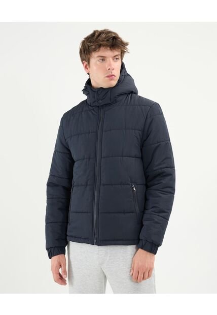 Chaqueta Acolchada Capota Desmontable  Para Hombre Negro Atmos