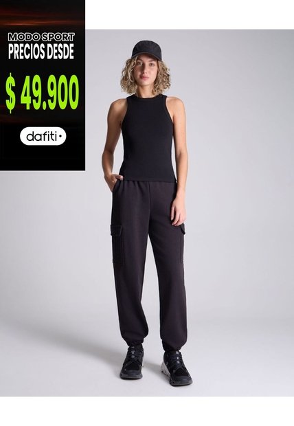 Jogger Cargo Para Mujer  Deportiva  Color Negro Marca Atmos
