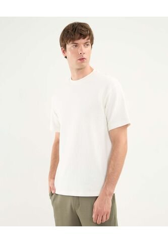 Camiseta Regular Fit Manga Corta Texturizada  Para Hombre Blanco Atmos Atmos