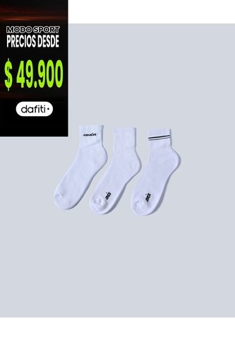 Pack X3 Medias Caña Media En Algodón  Para Hombre Blanco Atmos Atmos