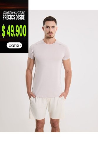 Camiseta Deportiva Texturizada  Para Hombre Beige Atmos Atmos