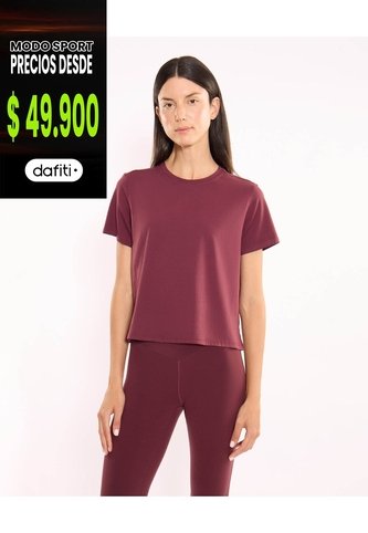 Camiseta Manga Corta Boxy  Para Mujer Vino Atmos Atmos