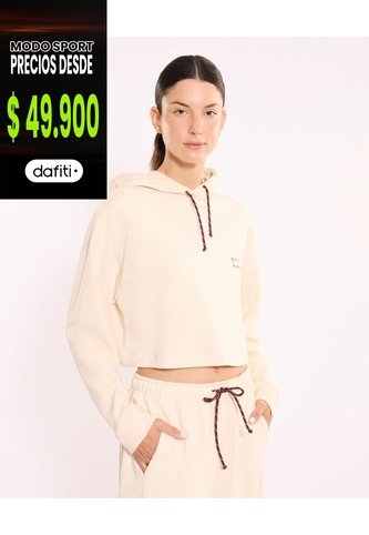 Hoodie Burda Suave Con Estampado  Para Mujer Crema Atmos Atmos