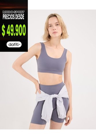 Top Soporte Medio Con Cut Out Aerius Skin  Para Mujer Gris Atmos Atmos