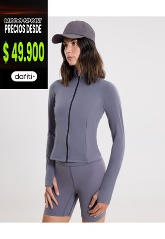 Buzo Cuello Alto Training Ajustado  Para Mujer Gris Atmos Atmos