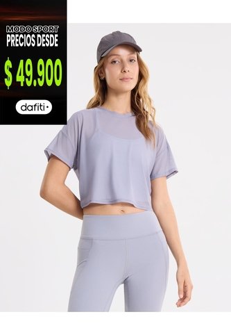 Camiseta Manga Corta En Mesh  Para Mujer Gris Atmos Atmos