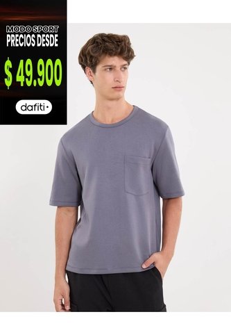 Camiseta Relaxed Fit Manga Corta Con Bolsillo  Para Hombre Gris Atmos Atmos