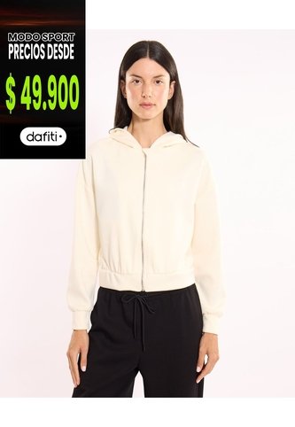 Buzo Hoodie Crop Full Zipper Plush  Para Mujer Blanco Atmos Atmos