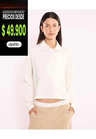 Polo Manga Larga En Algodón Para Mujer  Deportiva  Color Blanco Marca Atmos Atmos