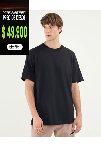 Camiseta Básica Manga Corta Oversize  Para Hombre Negro Atmos Atmos