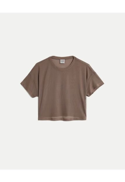 Camiseta Para Mujer Manga Corta Cuello Redondo Color Café Marca Atmos #31090328