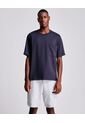 Camiseta Relaxed Fit Manga Corta Con Bolsillo  Para Hombre Azul Atmos de Atmos