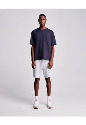 Camiseta Relaxed Fit Manga Corta Con Bolsillo Para Hombre Azul Atmos