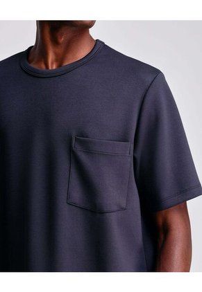 Camiseta Relaxed Fit Manga Corta Con Bolsillo Para Hombre Azul Atmos