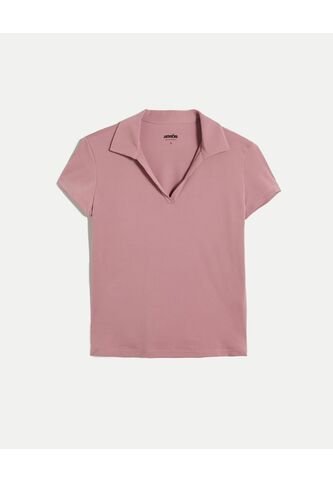 Polo Para Mujer Manga Corta Color Lila Marca Atmos #31110011 Atmos