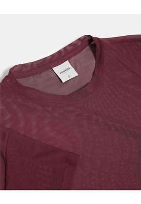 Camiseta Para Mujer Manga Corta Cuello Redondo Color Vino Marca Atmos #31090313