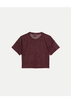 Camiseta Para Mujer Manga Corta Cuello Redondo Color Vino Marca Atmos #31090313