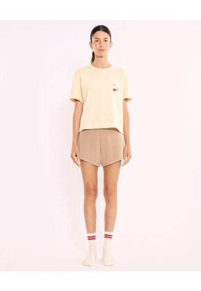 Camiseta  Para Mujer Manga Corta Cuello Redondo Color Crema Marca Atmos #31090354