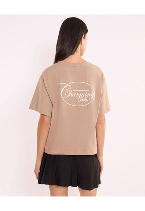 Camiseta Para Mujer Manga Corta Cuello Redondo Color Café Marca Atmos #31090338