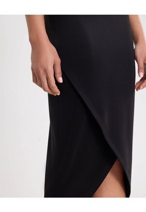 Falda Midi Cruzada En Plush  Para Mujer Negro Atmos