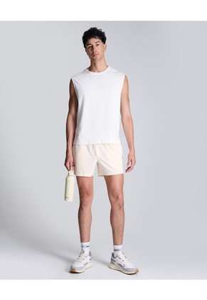 Bermuda Para Hombre Deportiva Largo Color Crema Marca Atmos #32100074