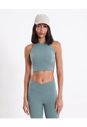 Camiseta Tank Top Con Espalda Fruncida  Para Mujer Verde Atmos