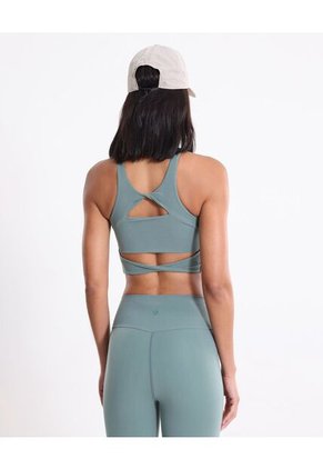 Camiseta Tank Top Con Espalda Fruncida  Para Mujer Verde Atmos