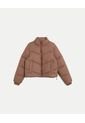 Chaqueta Acolchada Cuello Alto  Para Mujer Café Atmos de Atmos