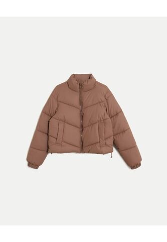Chaqueta Acolchada Cuello Alto  Para Mujer Café Atmos Atmos
