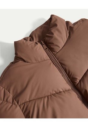 Chaqueta Acolchada Cuello Alto  Para Mujer Café Atmos