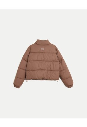 Chaqueta Acolchada Cuello Alto  Para Mujer Café Atmos