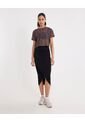 Falda Midi Cruzada En Plush  Para Mujer Negro Atmos de Atmos