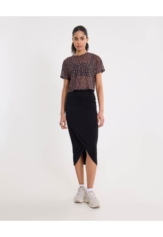 Falda Midi Cruzada En Plush  Para Mujer Negro Atmos Atmos