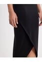 Falda Midi Cruzada En Plush  Para Mujer Negro Atmos de Atmos