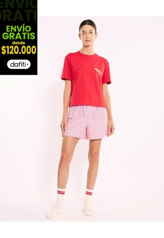 Short  Para Mujer Multiusos Plano Color Rojo Marca Atmos #31190117 Atmos