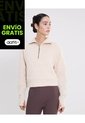 Chaqueta Acolchada Half Zipper Fit Relajado  Para Mujer Crema Atmos de Atmos