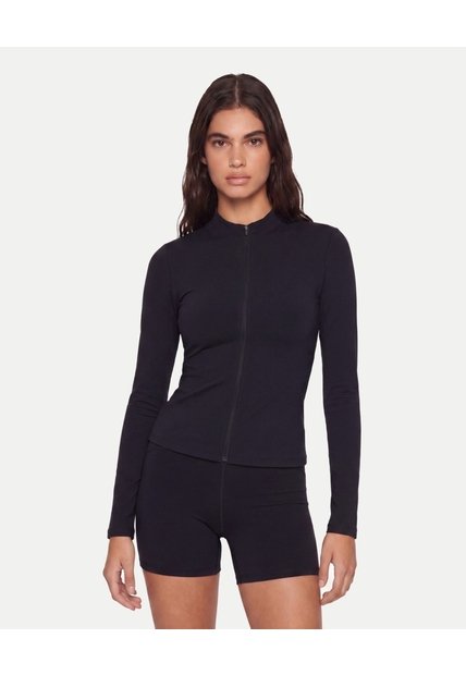 Buzo Full Zipper Ajustado  Para Mujer Negro Atmos